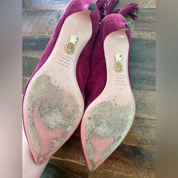 AQUAZZURA Marilyn Suede kitten heel Pump size 39 - Picture 2 of 3